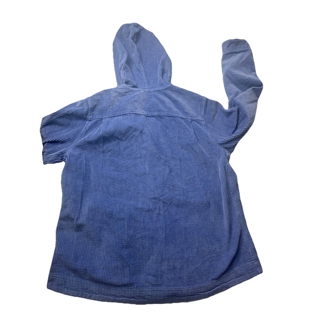 LL Bean Comfort Corduroy Relaxed Shirt Hoodie Women Large Full Zip Larkspur Blue - Picture 8 of 8